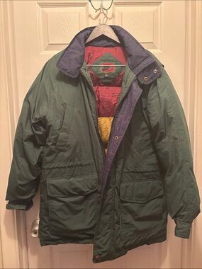 Boston Traders Green Puffer Jacket with Navy Trim